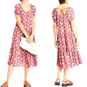 Knox Rose Geometric Red and White Midi Dress